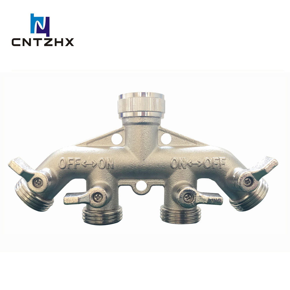 园林 黄铜四通阀门 电镀款