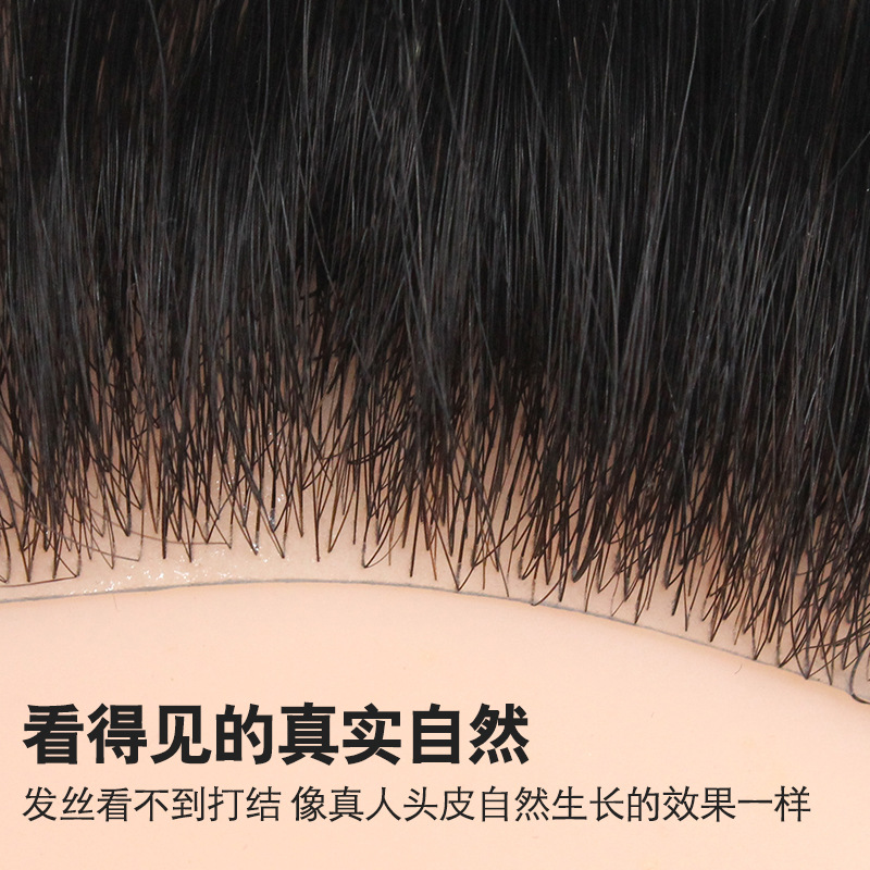 Parche de pelo biológico del cuero cabelludo de la línea de la frente de las mujeres fábrica al por mayor invisible completo tejido a mano Peluca de pelo real