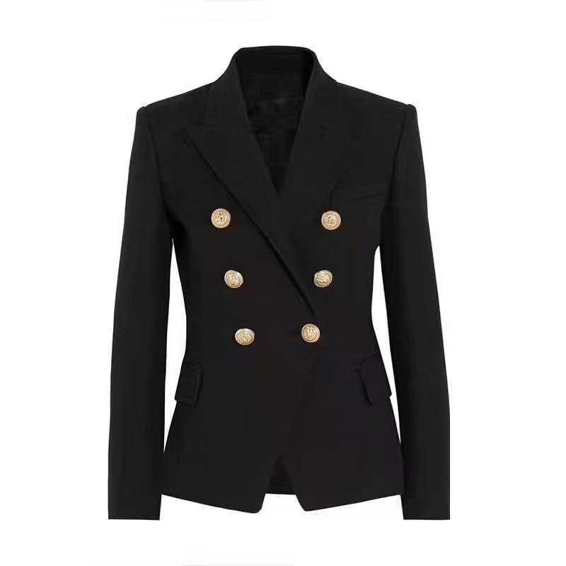 2020 New Women's Blazer Slim Fit Solid Color Suit Amazon Double-Breasted European and American Style Blazer for Women