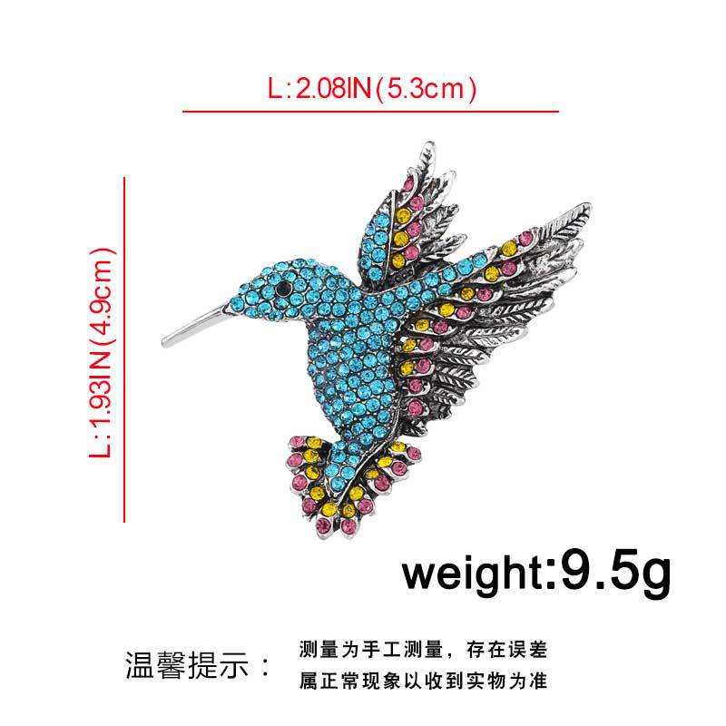 Comercio al por mayor de Europa y América transfronteriza nuevo diamante colibrí broche personalidad animal pin ramillete ropa de moda collar PIN para las mujeres
