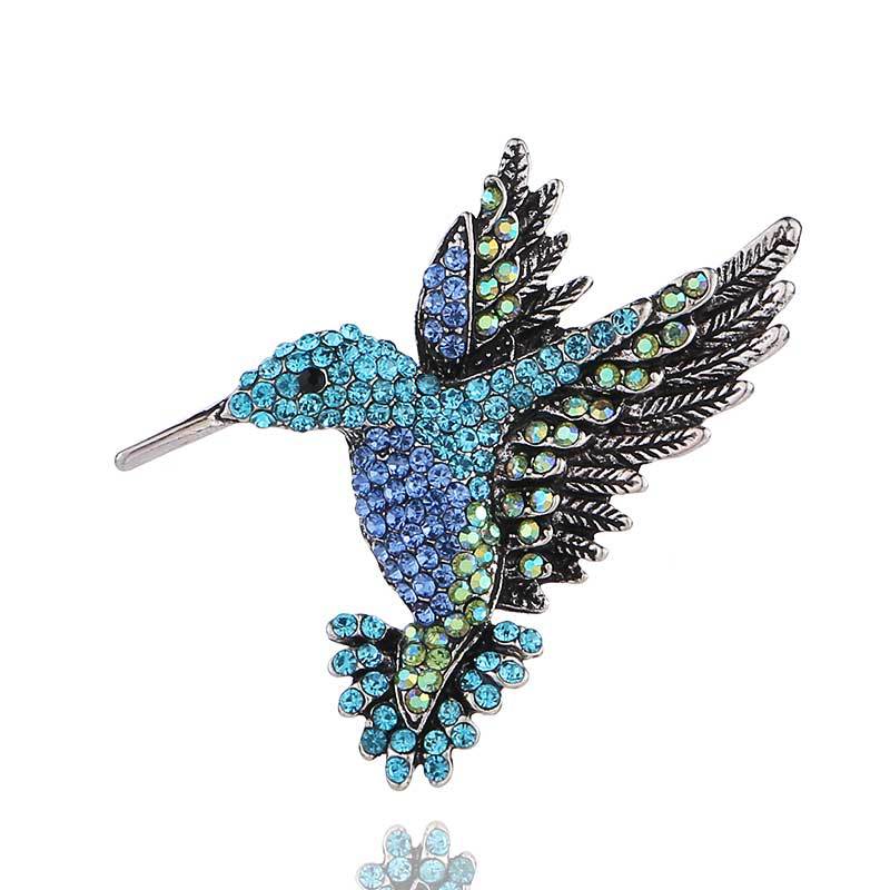 Comercio al por mayor de Europa y América transfronteriza nuevo diamante colibrí broche personalidad animal pin ramillete ropa de moda collar PIN para las mujeres