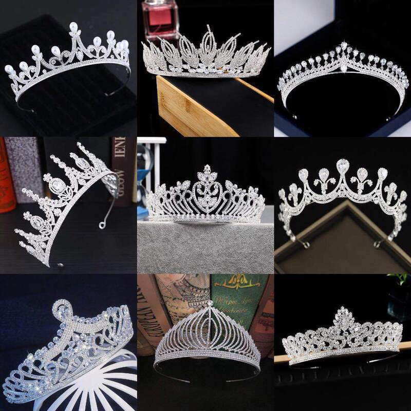 Diamond Korean-Style Bridal Crown with Crystal, High-End and Elegant Zircon, Princess Palace Style, Dazzling and Beautiful, Exquisite for Wedding Use