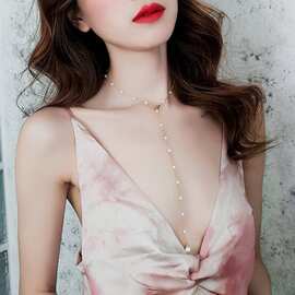 韩式设计气质性感简约仿珍珠锁骨链choker 长款颈圈手链厂家直供