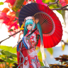 初音未来手办和服中秋深海花色衣撑伞巡音动漫手办二次元模型公仔