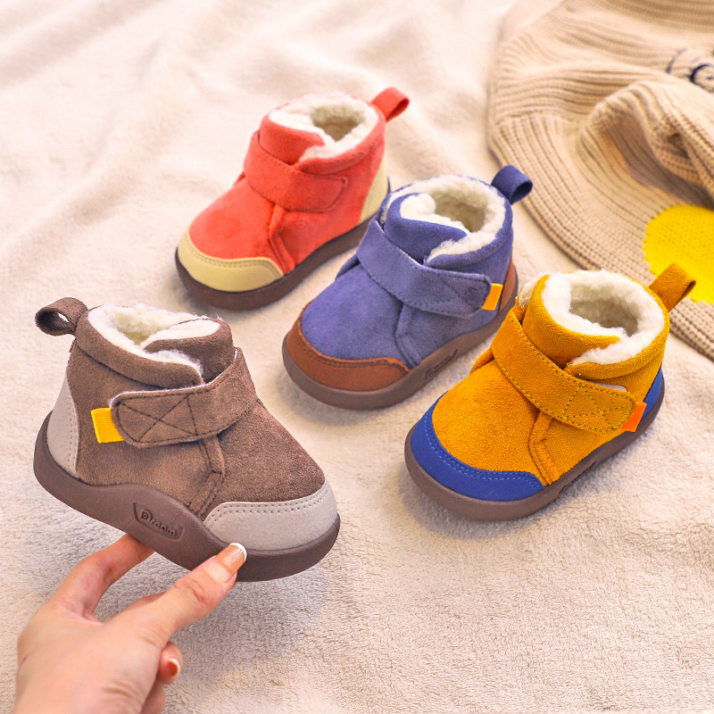 Winter plus velvet baby toddler shoes, non-slip soft bottom baby 1-2-3 years old 4 large cotton outdoor snow boots for boys and girls 2