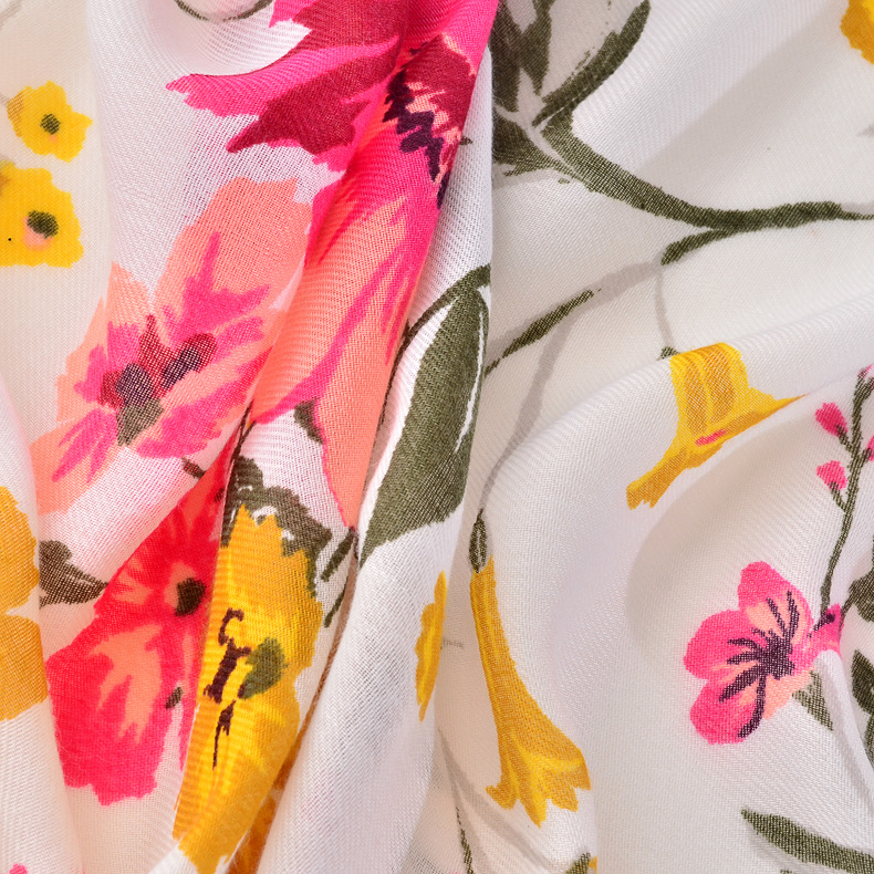 Nuevo japonés y coreano Comercio exterior Exportación pájaro impreso bufanda de algodón y lino pequeño fresco largo suave Toalla de playa protector solar chal