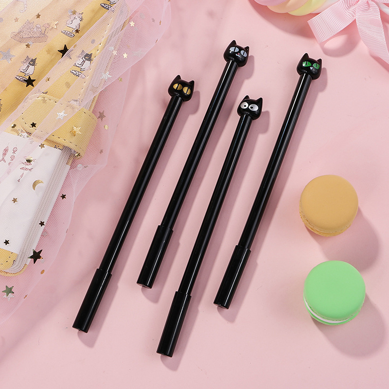 Factory direct Korean creative stationery super cute kitty mysterious black cat black gel pen cartoon water pen