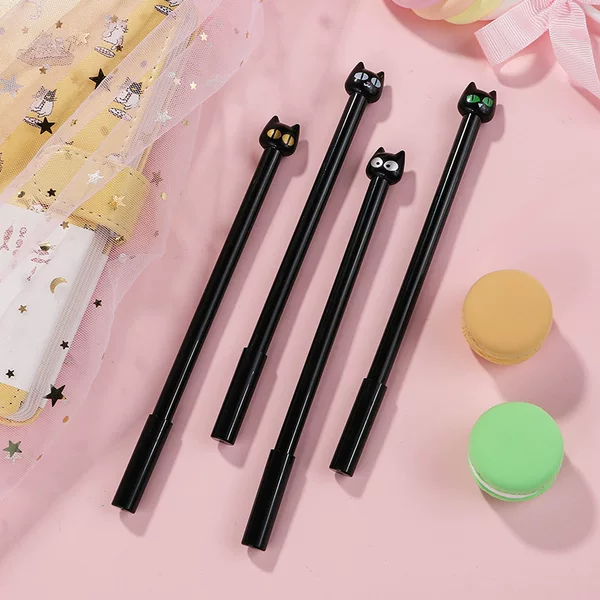 Factory direct Korean creative stationery super cute kitty mysterious black cat black gel pen cartoon water pen