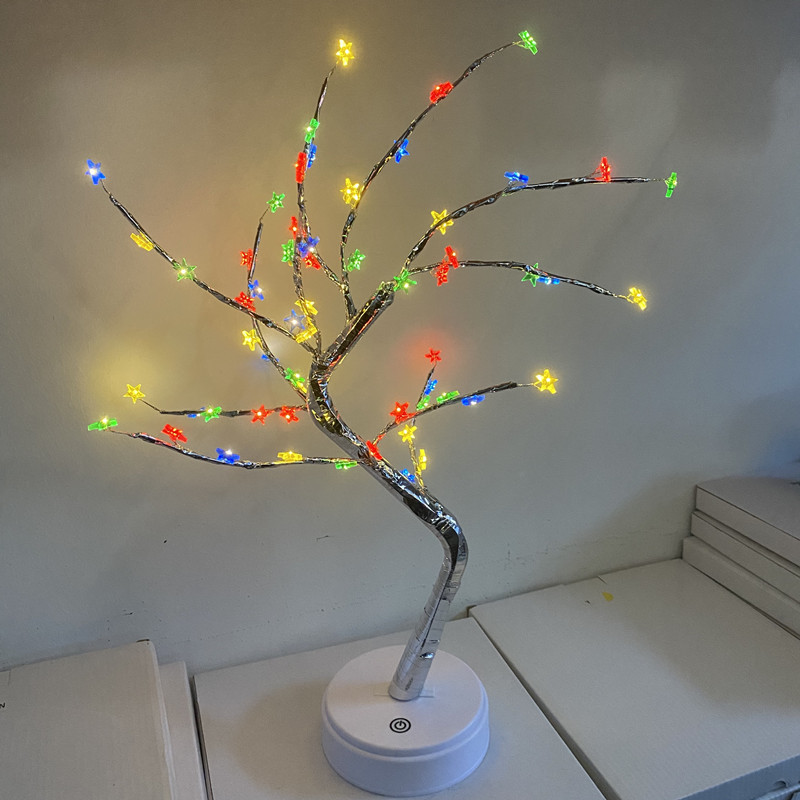 Popular Amazon creativo LED perla árbol luz estrellado cielo táctil regalo dormitorio Navidad Decoración Luz de noche
