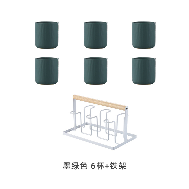 Seis tazas + Marco de hierro-Verde