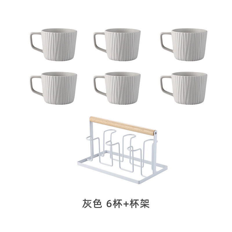 Taza de beber de cerámica traje hogar creativo sala de estar simple Nórdico Conjunto de agua taza 6 piezas traje con bandeja