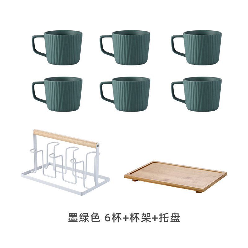 Taza de beber de cerámica traje hogar creativo sala de estar simple Nórdico Conjunto de agua taza 6 piezas traje con bandeja