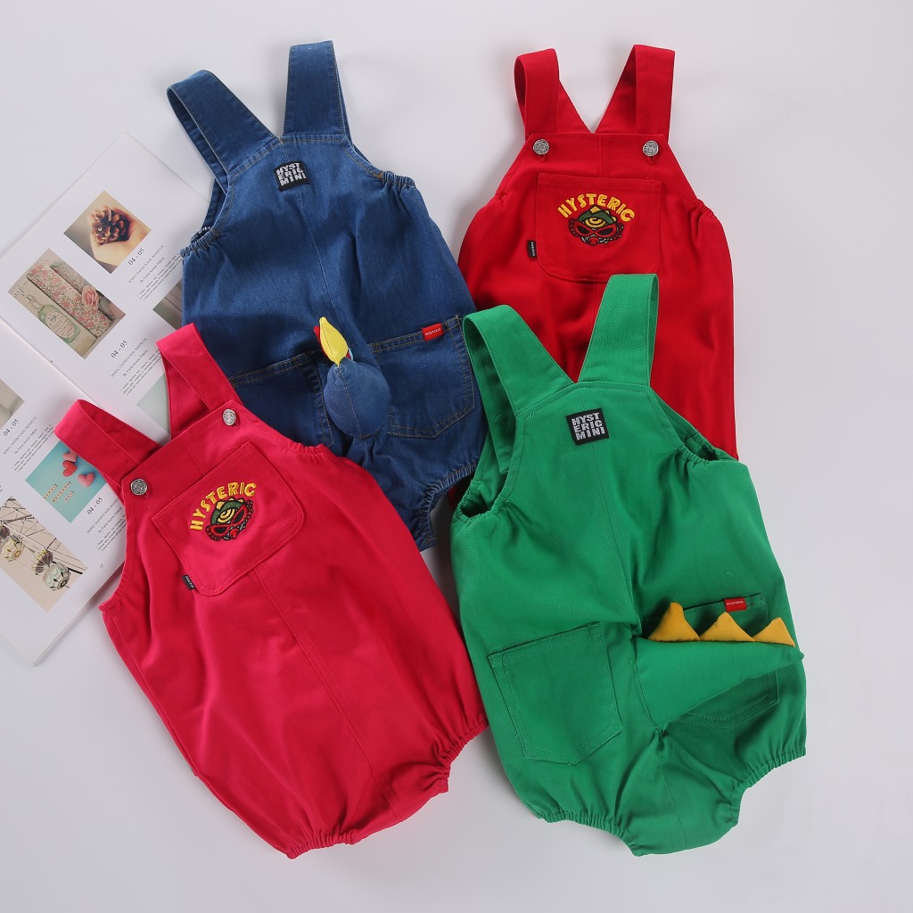 Children's Trousers Trendy Brand Children's Wear Dinosaur Tail Boys' and Girls' Strap Pants Tian Chicken Pants One-piece PP Pants with Open Crotch for Generating Hair