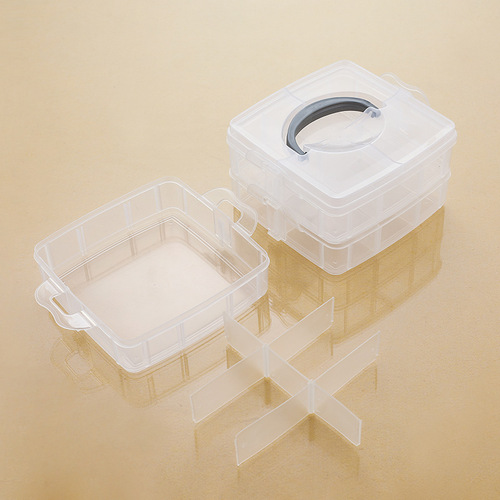 Small three-layer detachable transparent plastic storage box, tool box, free combination, sorting and classification storage box