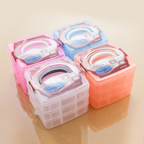 Small three-layer detachable transparent plastic storage box, tool box, free combination, sorting and classification storage box