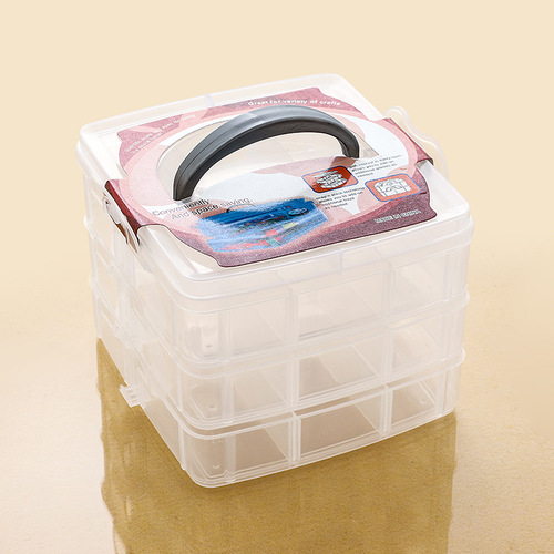 Small three-layer detachable transparent plastic storage box, tool box, free combination, sorting and classification storage box