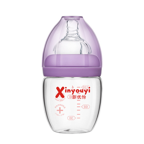 新优怡玻璃奶瓶新生婴儿宝宝母乳防胀气120毫升金钻玻璃母乳奶瓶