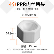 4分家用PPR外丝内丝堵头内外牙丝堵头PPR水管管件配件闷头