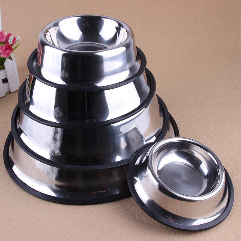 Stainless steel dog bowl trumpet Dog bowl Multi specification dog bowl Non-slip bottom Pet utensils 15CM