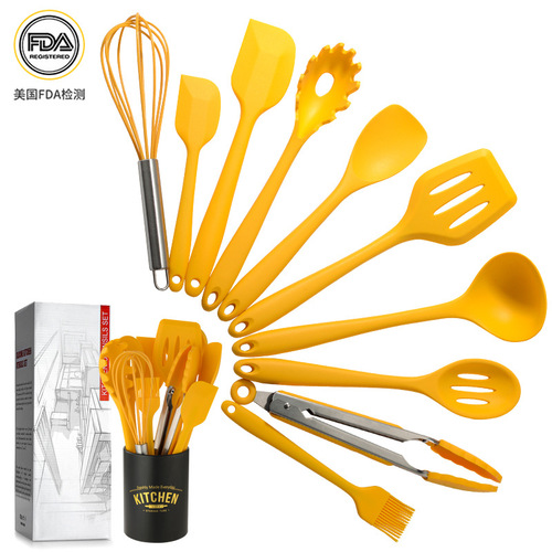 New storage bucket Western yellow silicone tool kitchenware 10-piece set kitchenware set