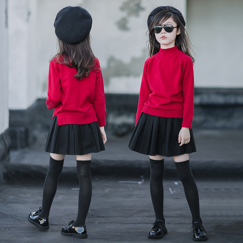 Falda plisada de moda para niñas falda infantil Otoño e Invierno Falda de niña japonesa 10-15 años