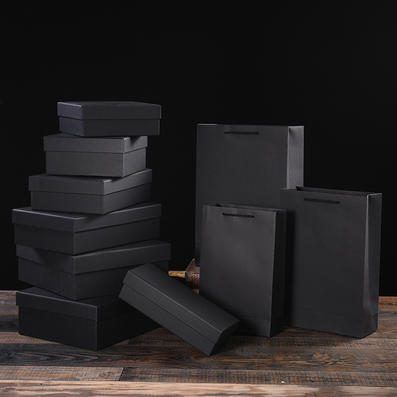 可印logo天地盖黑色牛皮纸礼盒围巾皮带化妆品礼物礼品包装盒子