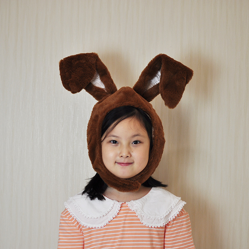 Venta al por mayor de la muchacha suave de peluche Lin Xiaozhai mismo conejo orejas sombrero de conejo accesorios de la foto
