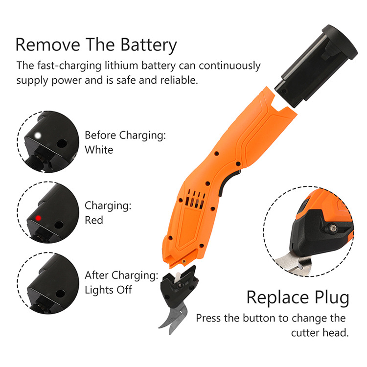 Y4003 batería desmontaje tijeras eléctricas de corte de tela de cuero cartón tijeras eléctricas ventas directas de la fábrica transfronteriza
