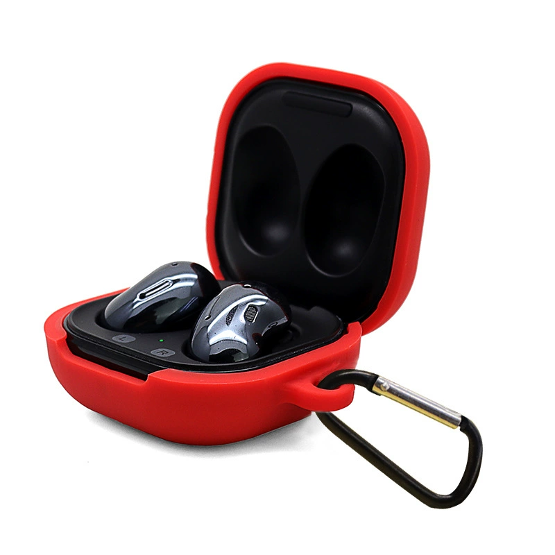 Силиконовый защитный чехол (Samsung Galaxy Buds Live), защита от падения, карабин D-образной застежки, многоцветный