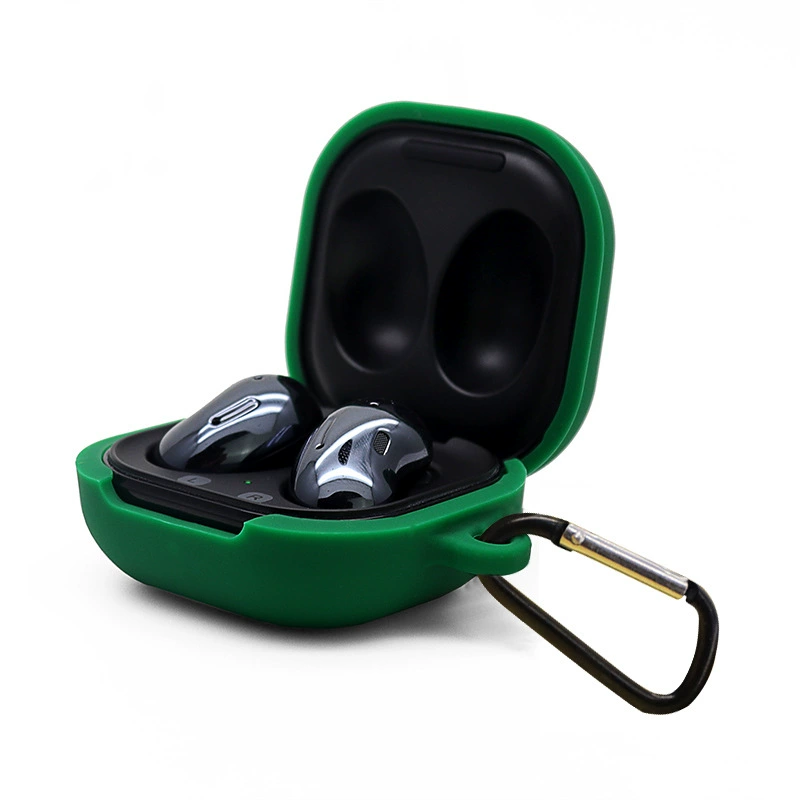 Силиконовый защитный чехол (Samsung Galaxy Buds Live), защита от падения, карабин D-образной застежки, многоцветный