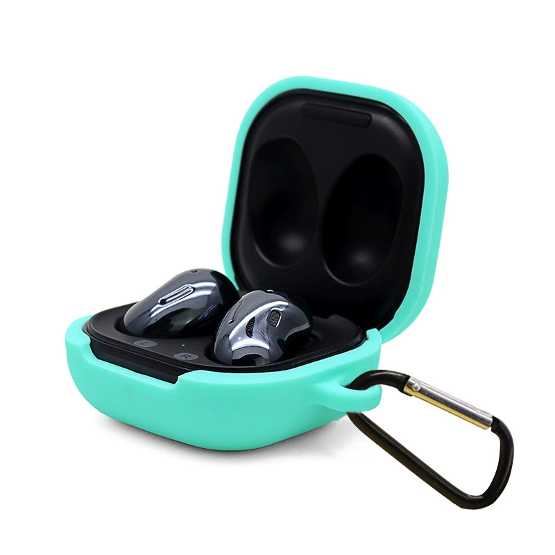 Силиконовый защитный чехол (Samsung Galaxy Buds Live), защита от падения, карабин D-образной застежки, многоцветный