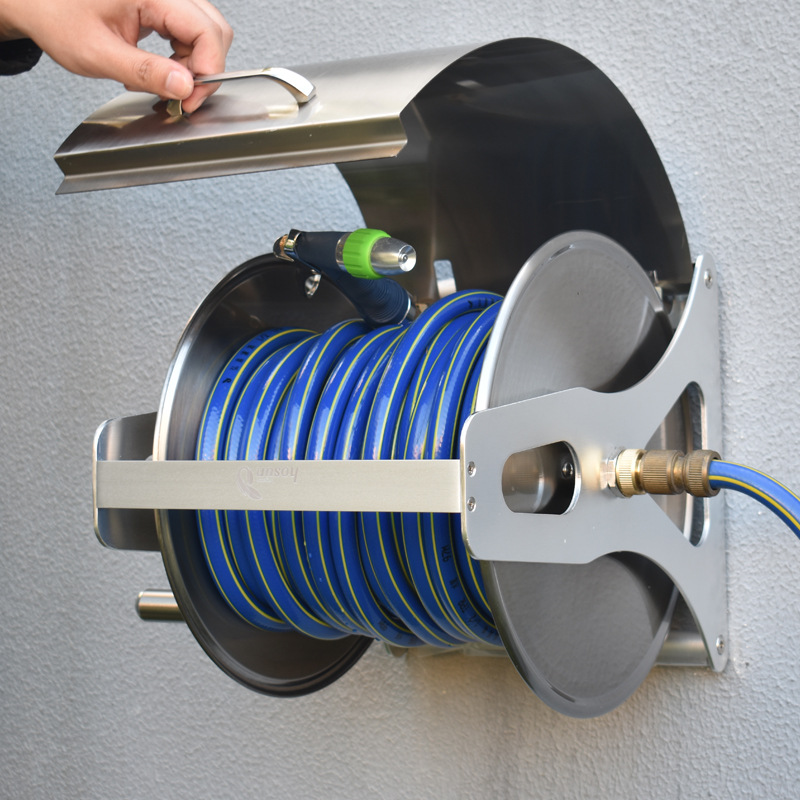 家用园艺浇花喷头洗车高压水枪水管收纳水管车架不锈钢水管收纳架