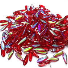 DIY进口捷克琉璃-剑形/牙签珠-又名菊花瓣5x16mm-镀彩系360颗一包