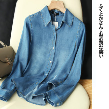 品质天丝牛仔衬衣女2025女装新款日系衬衫女宽松长袖上衣春季服装