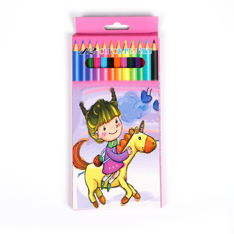 12 color lápiz logo Papelería para niños pequeño regalo pintura para niños regalo de jardín de infantes al por mayor