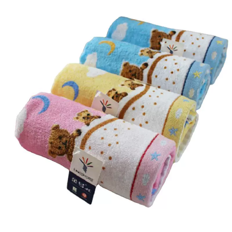 Cute cotton multicoloured children's soft towel, with little bears, wholesale