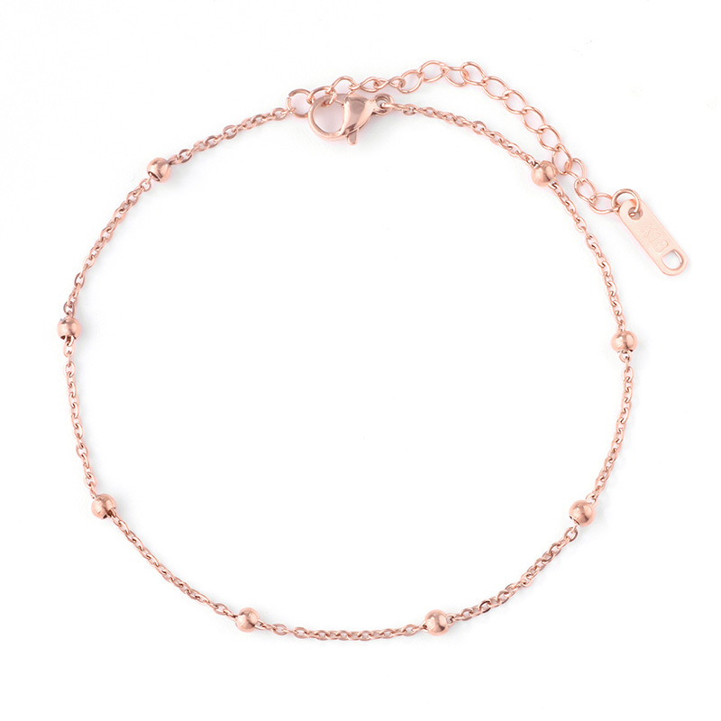 Pequeñas cuentas redondas tobillera de acero de titanio cuentas de arroz de las mujeres anillo de la pierna joyería Accesorios de playa de las mujeres joyería TikTok estilo popular