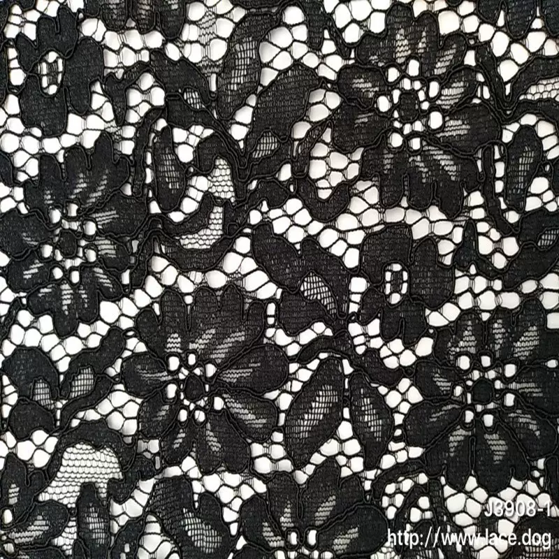 现货黑色股线蕾丝花边面料闪电拿样5000款蕾丝狗面料