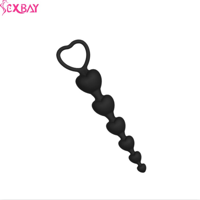 Xingwan juguetes sexuales atrio tapón anal aparato anal silicona en forma de corazón cuentas con cuentas redondas de seis cuentas