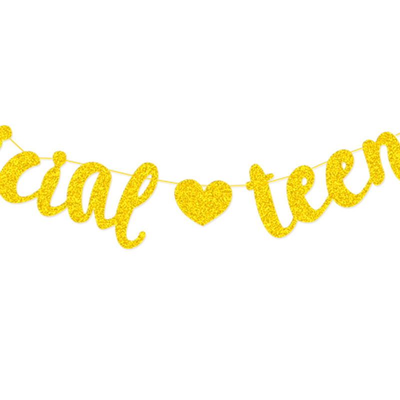 Europa y América del banquete de boda decoración cadena Fábrica de la bandera de La Boda Guirnalda Oficial adolescente Glitter Garland