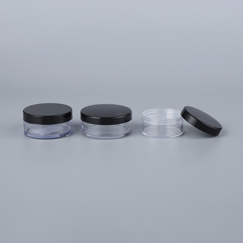 Descuentos de fábrica nueva cubierta en blanco y negro 15g 30g50g caja de polvo suelto spot caja de polvo de maquillaje caja de polvo suelto material de embalaje plástico