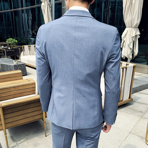 Men's New Three-Piece Suit Set Slim Korean Style Business Casual Wedding Guest Suit Groom's Companion Dress Set Elegant High-End