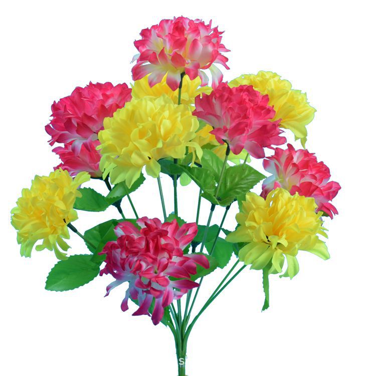 Wholesale handmade silk flower 12 head simulation silk cloth chrysanthemum bouquet mixed color solid color high quality simulation chrysanthemum flower Wholesale handmade silk flower 12 head simulation silk cloth chrysanthemum bouquet mixed color solid color high quality simulation chrysanthemum flower