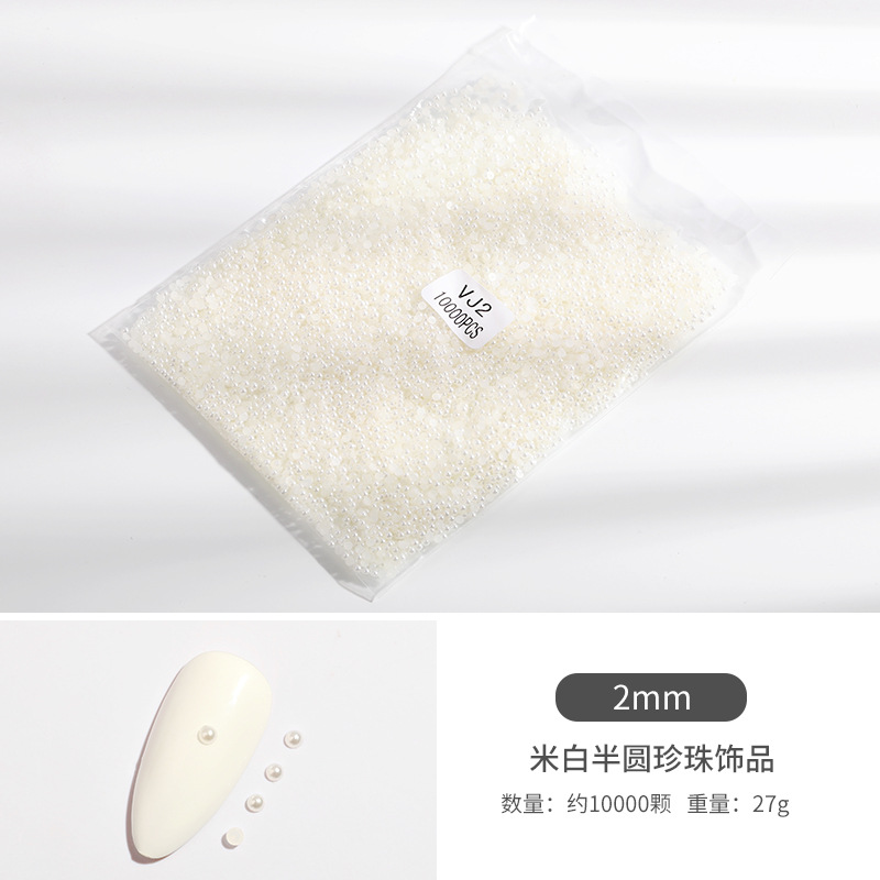 Manicura semicírculo perla joyería 1,5-6mm beige AB color mágico ins perla plana diamante bolsa manicura joyería