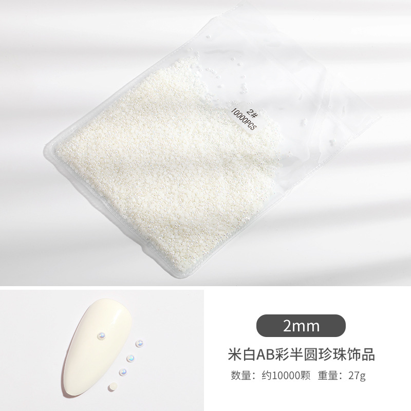 Manicura semicírculo perla joyería 1,5-6mm beige AB color mágico ins perla plana diamante bolsa manicura joyería