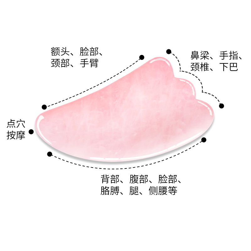 Herramienta de Jade Rosa para Masaje Facial, Forma de Pez y Triángulo