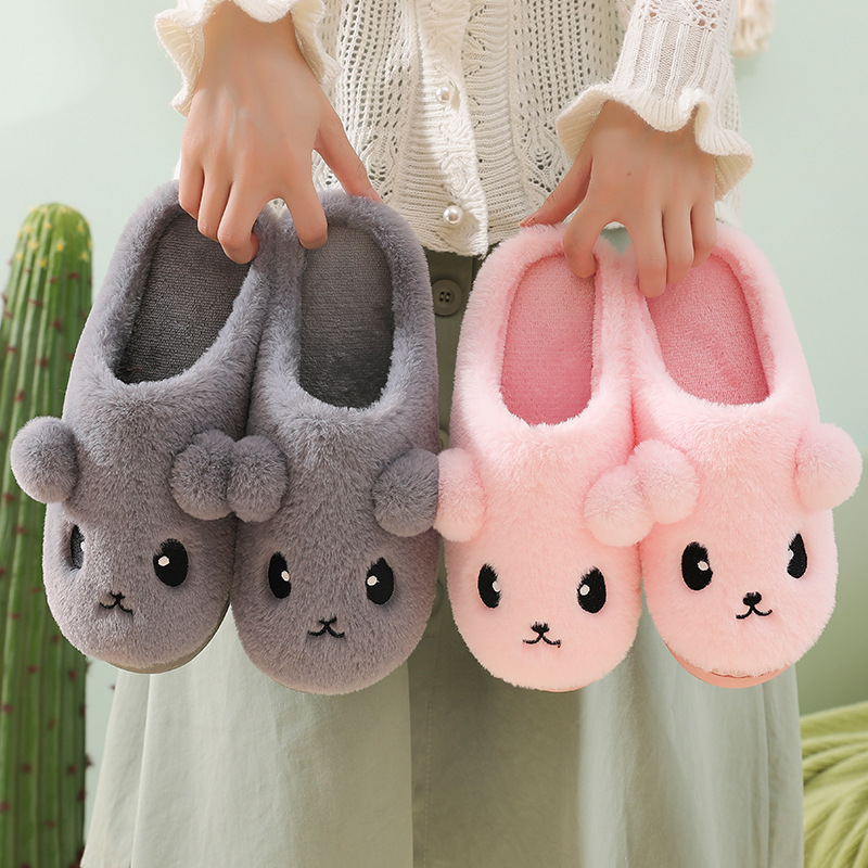 Cotton Slippers for Women in Winter Home Warm Indoor Non-Slip Thick-Soled Home Cute Confinement Men's Cotton Slippers Autumn and Winter