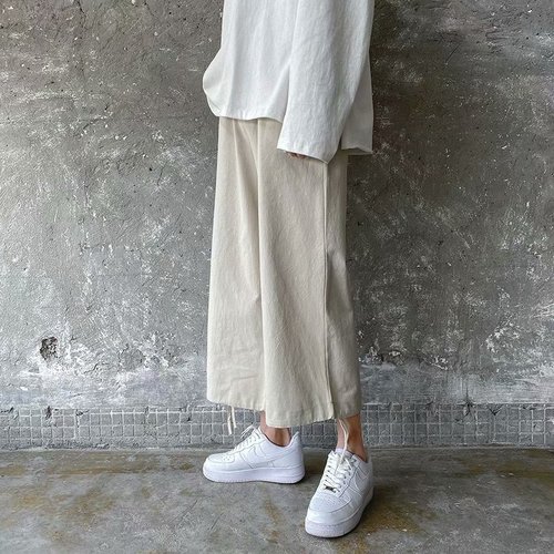 @Gongzai Literary Man Autumn Men's Simple Solid Color Casual Trousers Korean Style Trendy Student Loose Straight Leg Nine-Sixth Pants