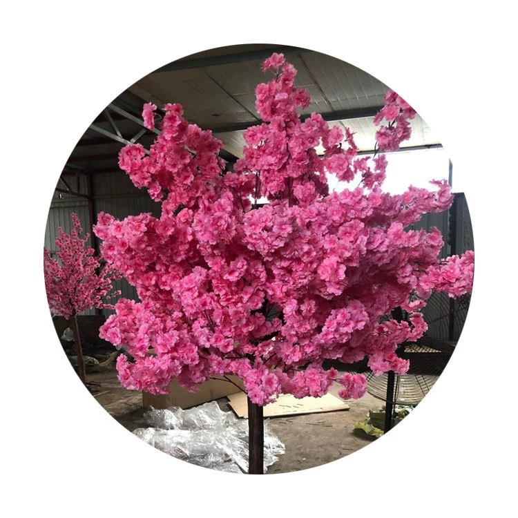 Artificial cherry blossom branches, 3–4 branches, multi‑layer realistic blossoms, wedding and event decor