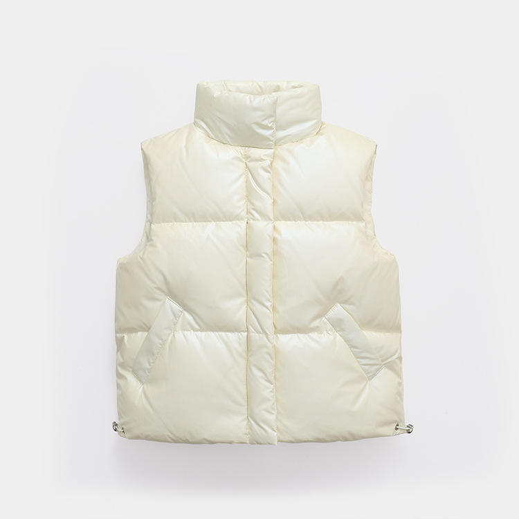 Otoño e Invierno nuevas niñas niños medio y grandes espesado chaleco collar de color sólido abajo chaqueta chaleco